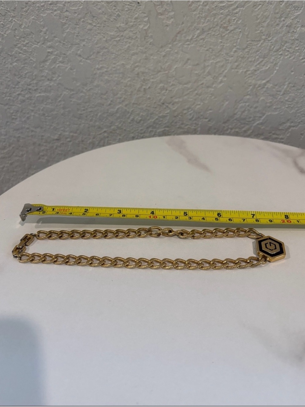 Givenchy Gold Chain Link Necklace with Hexagon Pendant - Picture 4 of 7